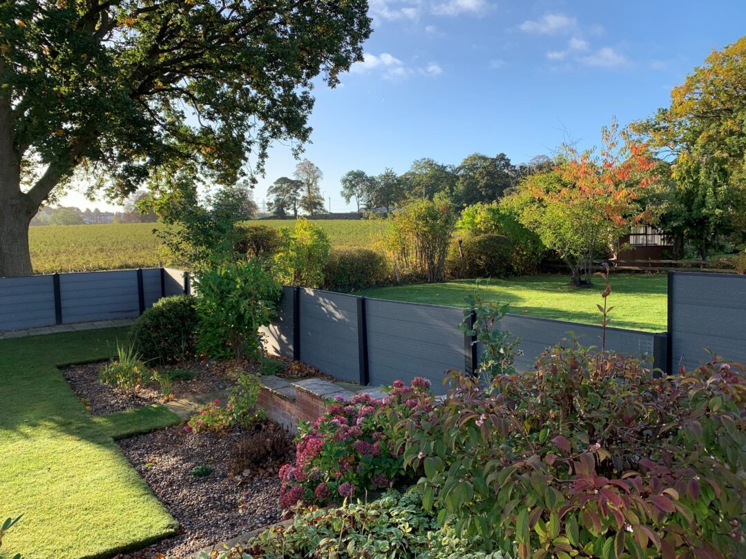 dark grey composite garden fence