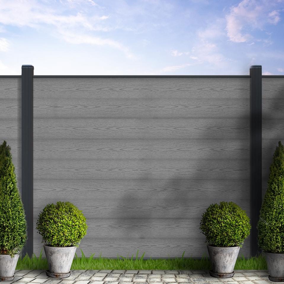 Pebble Grey Wood Grain Composite Fencing Kit