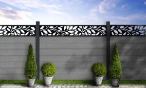 pebble grey fencing with bonsai trellis