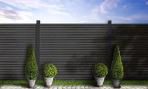 slate grey woodgrain composite fencing