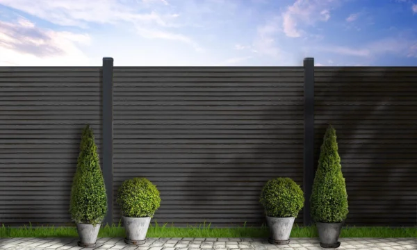 slate grey woodgrain composite fencing